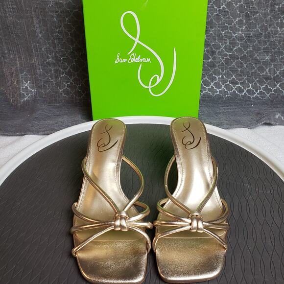 Sam Edelman Selma Knotted Slide Sandal Womens 8M Gold Chic Partycore - Picture 6 of 11